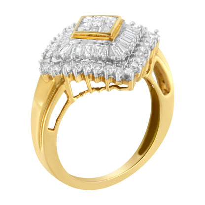 10K Yellow Gold Diamond Ballerina Ring (1 Cttw, I-J Color, I1-I2 Clarity) - Size 7 Bids.com