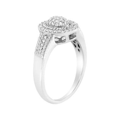 .925 Sterling Silver 1/3 Cttw Pave Set Round-Cut Diamond Braided Halo Cocktail Ring (I-J Color, I2-I3 Clarity) - Size 7 Bids.com