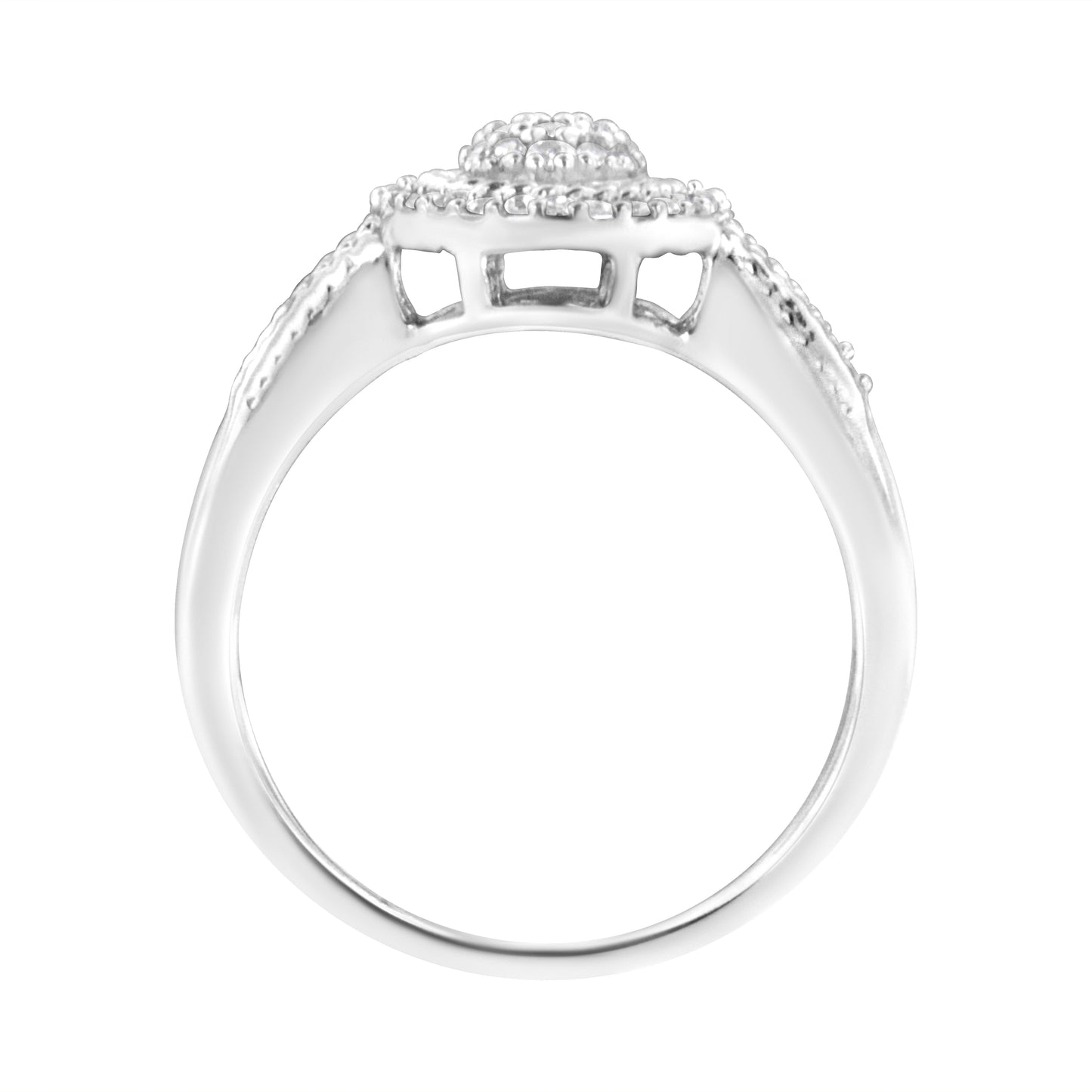 .925 Sterling Silver 1/3 Cttw Pave Set Round-Cut Diamond Braided Halo Cocktail Ring (I-J Color, I2-I3 Clarity) - Size 7 Bids.com