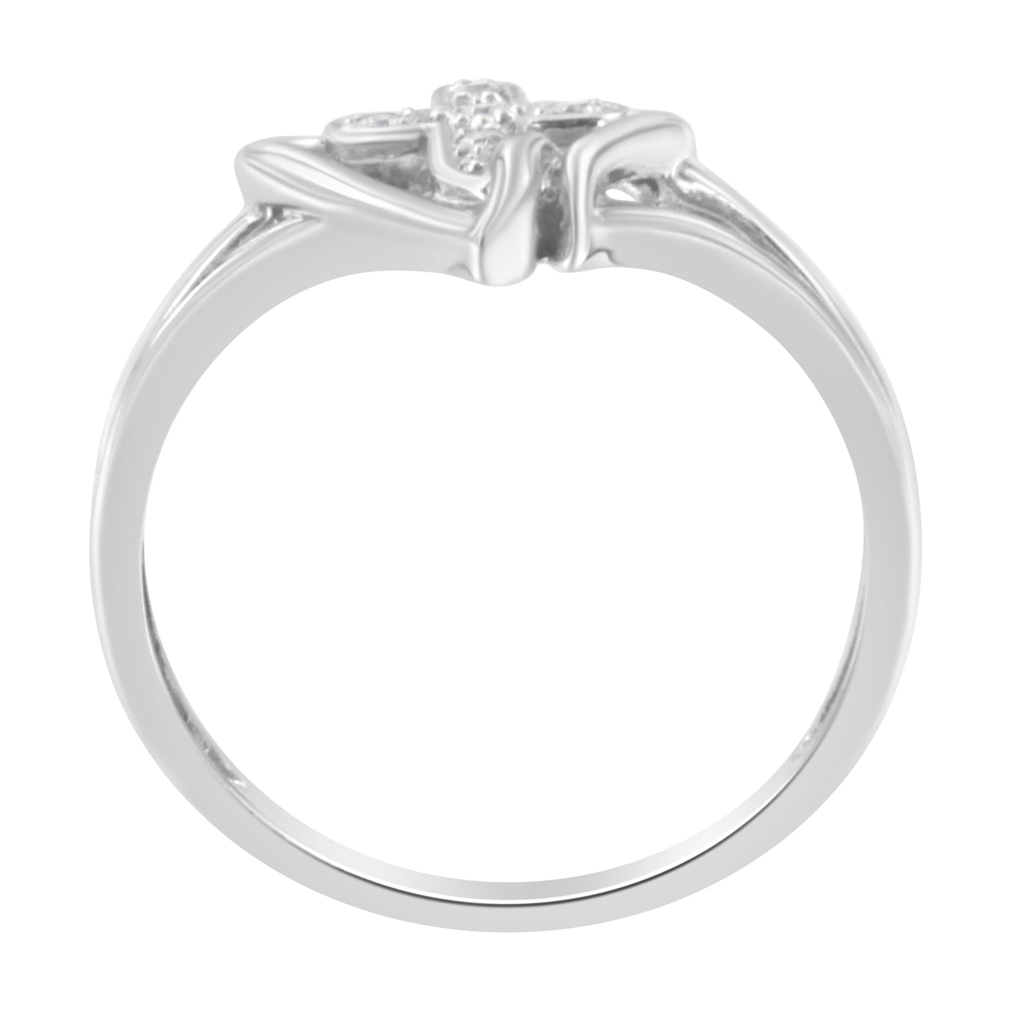 10K White Gold Diamond-Accented Cross & Open Heart Promise Fashion Ring (H-I Color, I1-I2 Clarity) - Size 7 Bids.com