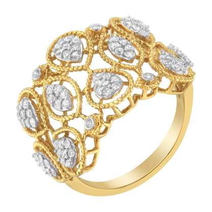 14K Yellow Gold Diamond Art Deco Ring (1/2 Cttw, H-I Color, I1 Clarity) - Size 7 Bids.com