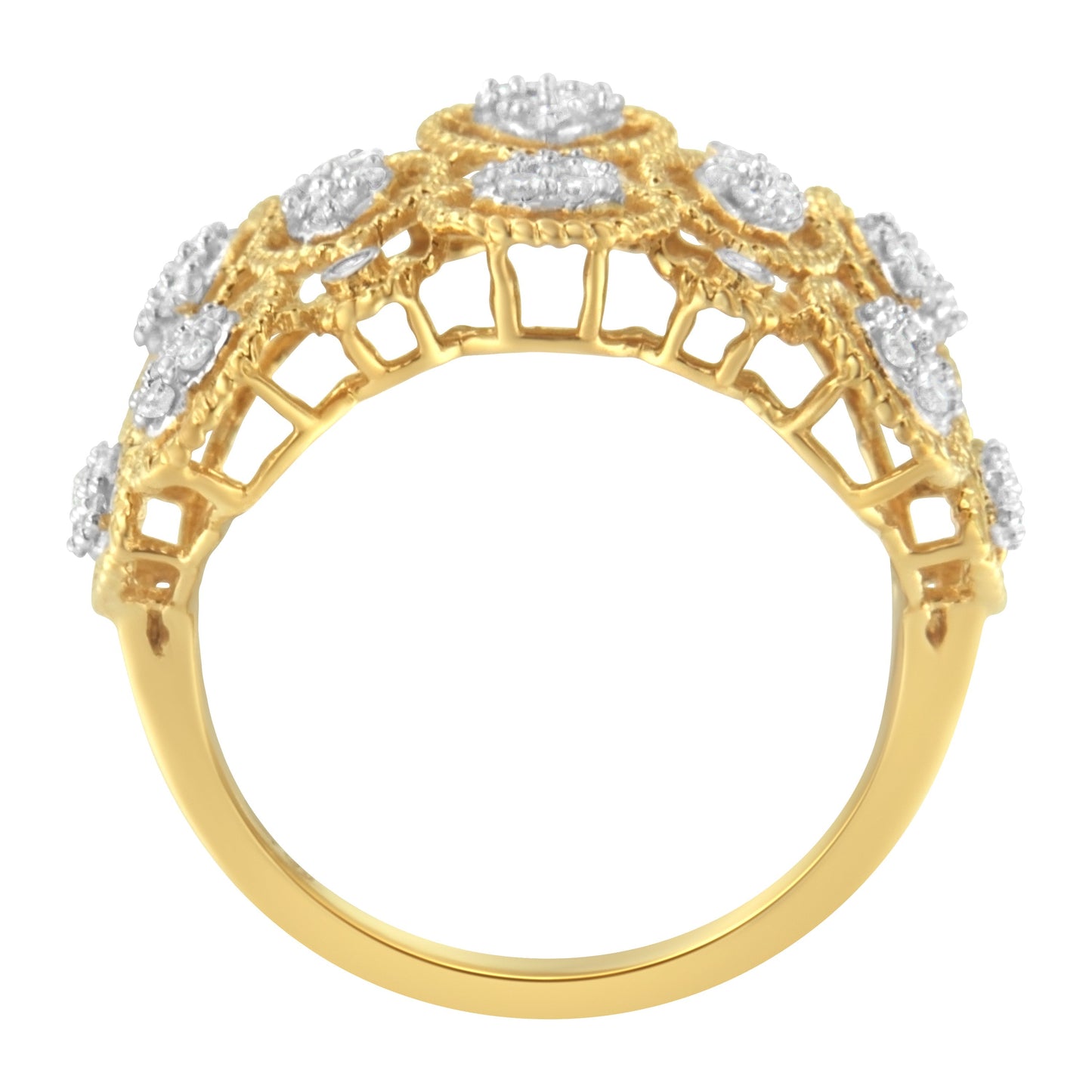 14K Yellow Gold Diamond Art Deco Ring (1/2 Cttw, H-I Color, I1 Clarity) - Size 7 Bids.com