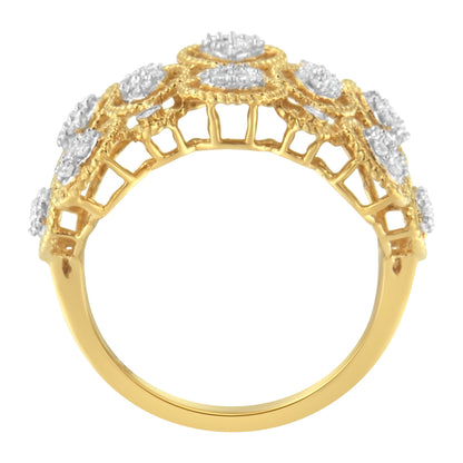 14K Yellow Gold Diamond Art Deco Ring (1/2 Cttw, H-I Color, I1 Clarity) - Size 7 Bids.com