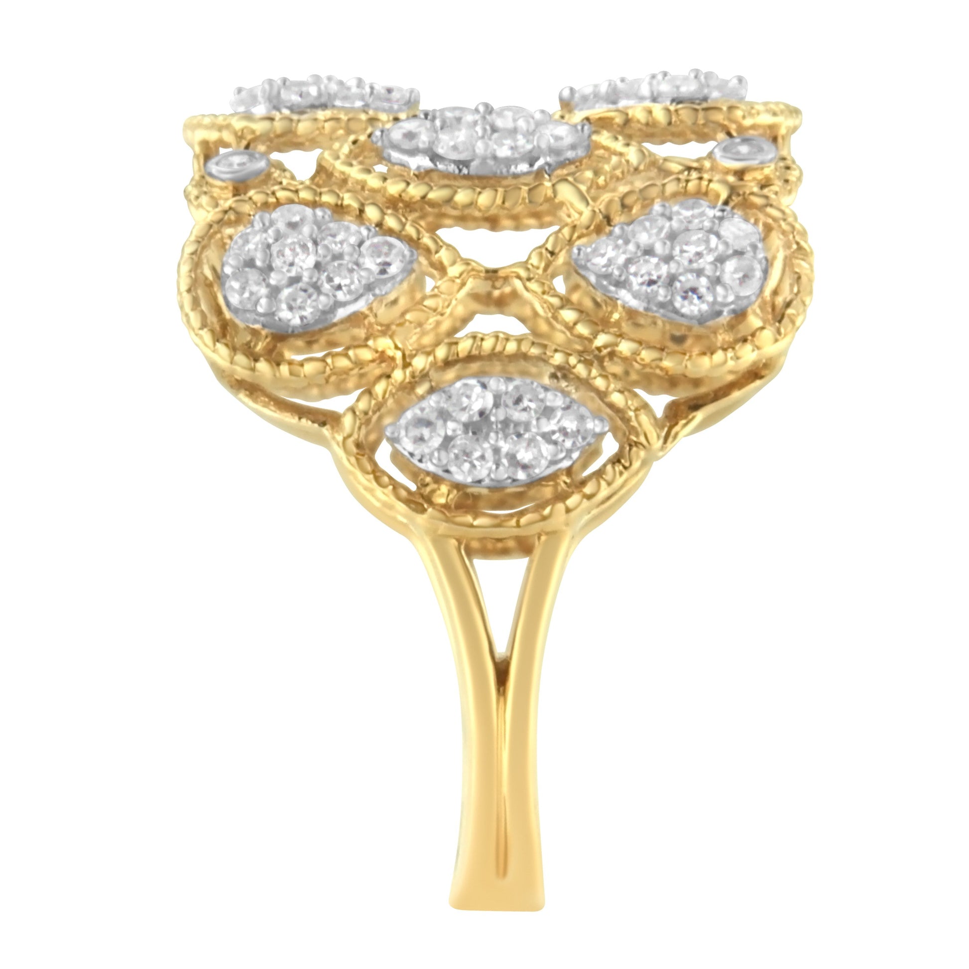 14K Yellow Gold Diamond Art Deco Ring (1/2 Cttw, H-I Color, I1 Clarity) - Size 7 Bids.com
