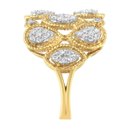 14K Yellow Gold Diamond Art Deco Ring (1/2 Cttw, H-I Color, I1 Clarity) - Size 7 Bids.com