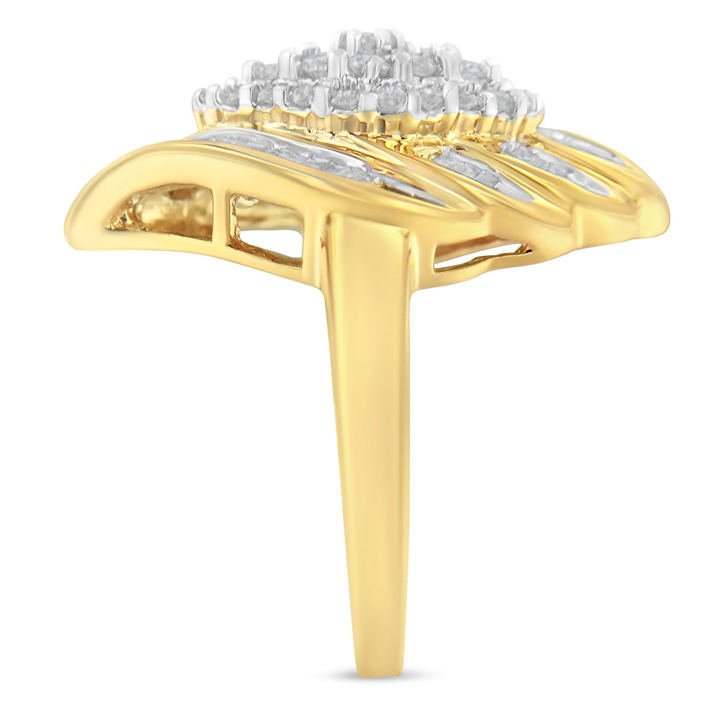 10K Yellow Gold Diamond Cocktail Ring (3/4 Cttw, I-J Color, I2-I3 Clarity) - Size 8 Bids.com