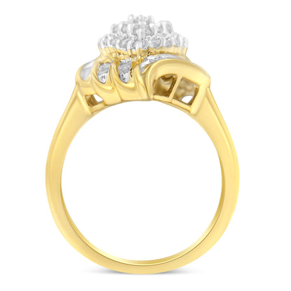 10K Yellow Gold Plated .925 Sterling Silver Diamond Cocktail Ring (3/4 Cttw, I-J Color, I2-I3 Clarity) - Size 6 Bids.com
