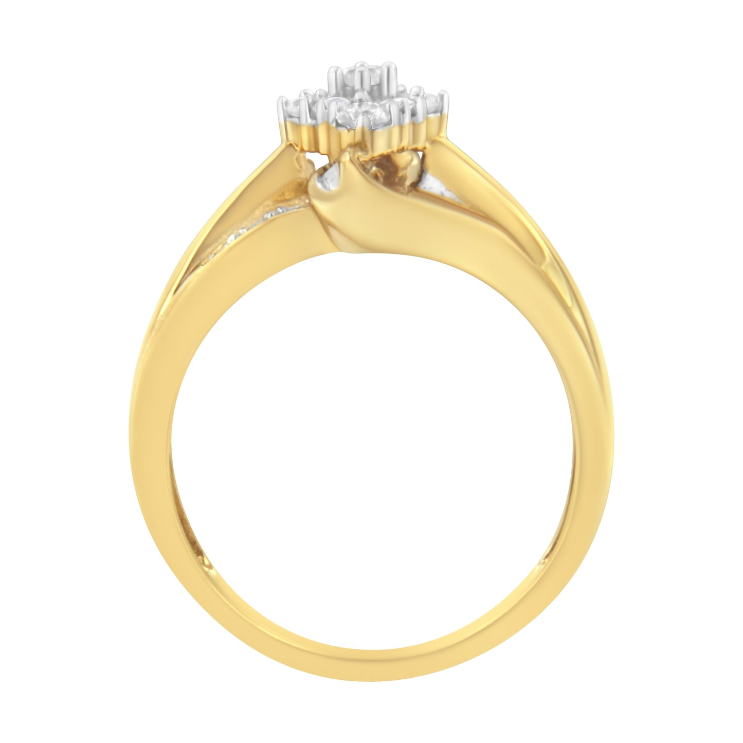 10K Yellow Gold 1/2 cttw Diamond Cluster Cocktail Ring (J-K Clarity, I1-I2 Color) - Size 7 Bids.com