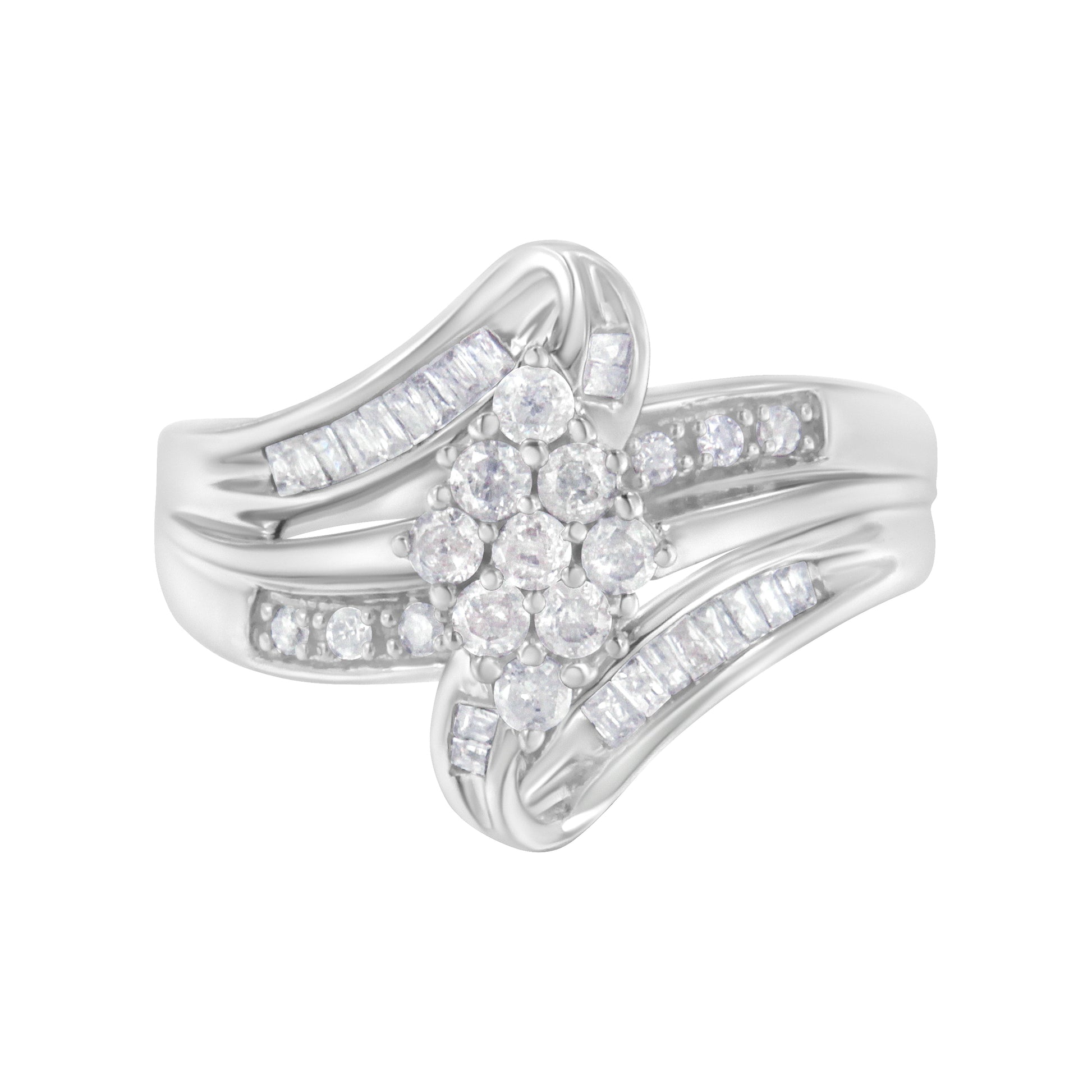 10K White Gold 1/2 cttw Diamond Cluster Ring (H-I Clarity, I2-I3 Color) - Size 6 Bids.com
