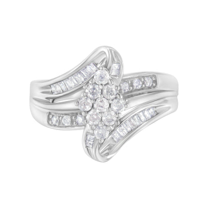 10K White Gold 1/2 cttw Diamond Cluster Ring (H-I Clarity, I2-I3 Color) - Size 6 Bids.com