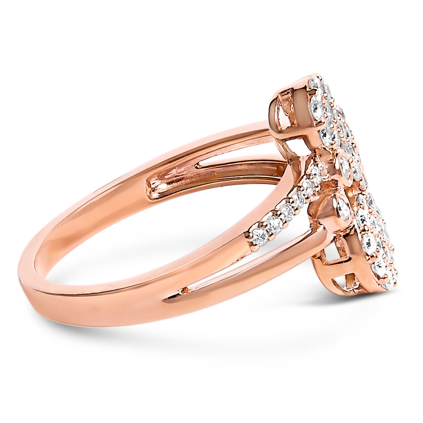 14K Rose Gold Plated .925 Sterling Silver 1/2 Cttw Diamond Scatter Composite Bypass Ring (I-J Color, I1-I2 Clarity) - Size 7 Bids.com