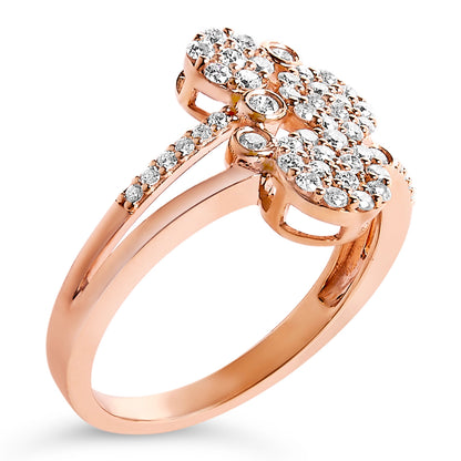 14K Rose Gold Plated .925 Sterling Silver 1/2 Cttw Diamond Scatter Composite Bypass Ring (I-J Color, I1-I2 Clarity) - Size 7 Bids.com