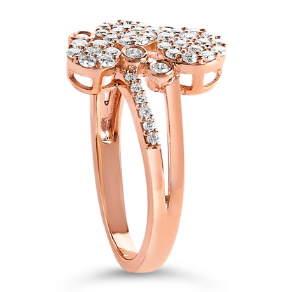 14K Rose Gold Plated .925 Sterling Silver 1/2 Cttw Diamond Scatter Composite Bypass Ring (I-J Color, I1-I2 Clarity) - Size 7 Bids.com