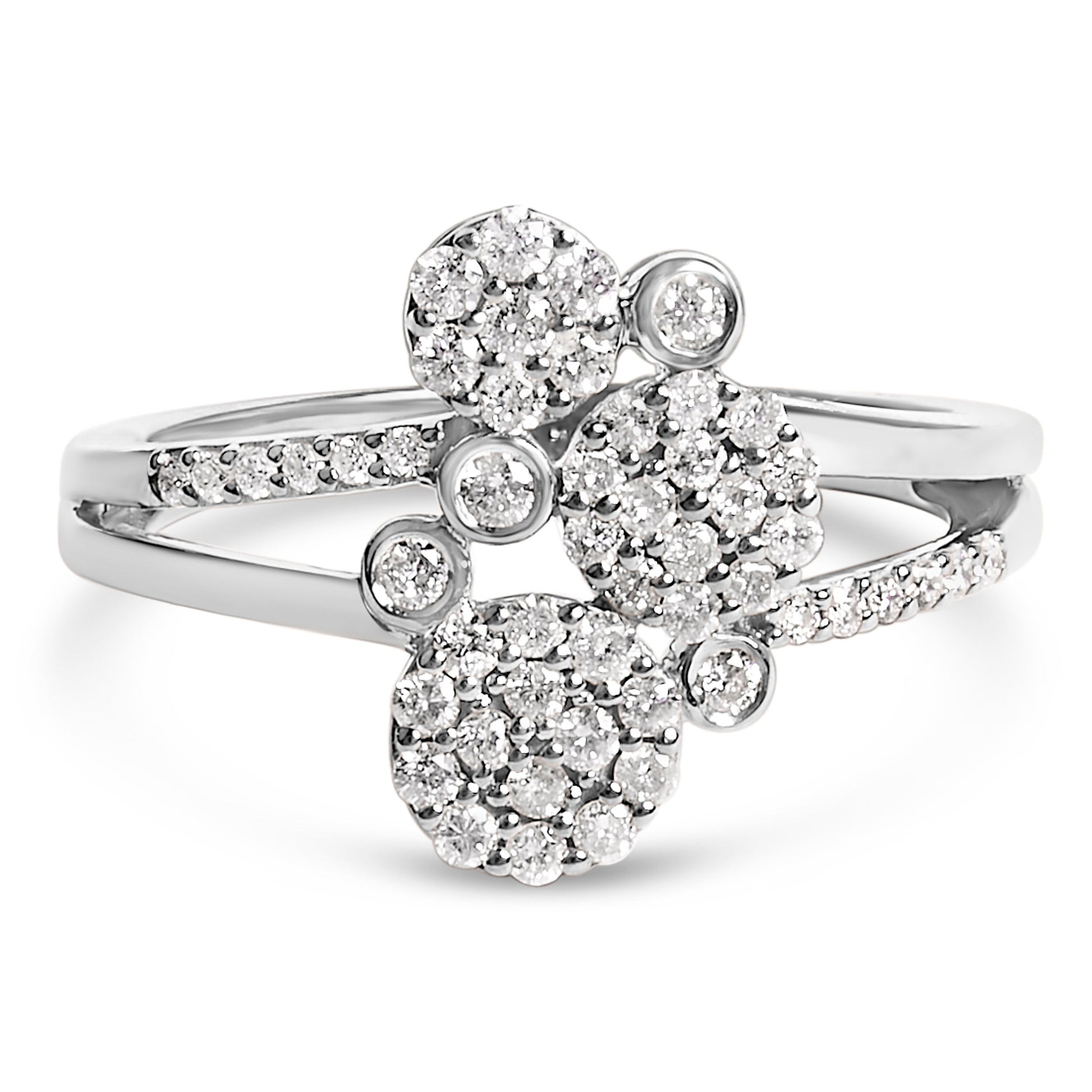 14K Rose Gold Plated .925 Sterling Silver 1/2 Cttw Diamond Scatter Composite Bypass Ring (I-J Color, I1-I2 Clarity) - Size 7 Bids.com