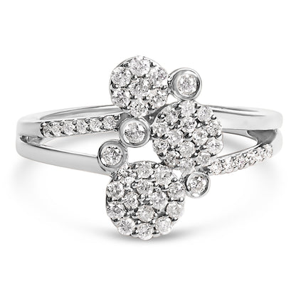 14K Rose Gold Plated .925 Sterling Silver 1/2 Cttw Diamond Scatter Composite Bypass Ring (I-J Color, I1-I2 Clarity) - Size 7 Bids.com