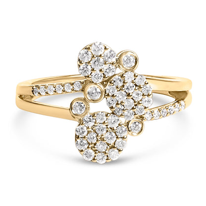14K Rose Gold Plated .925 Sterling Silver 1/2 Cttw Diamond Scatter Composite Bypass Ring (I-J Color, I1-I2 Clarity) - Size 7 Bids.com