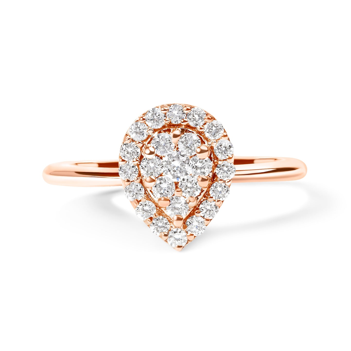 10K Rose Gold 3/8 Cttw Composite Diamond Pear Shaped Halo Promise Ring (I-J Color, I2-I3 Clarity) - Size 6 Bids.com
