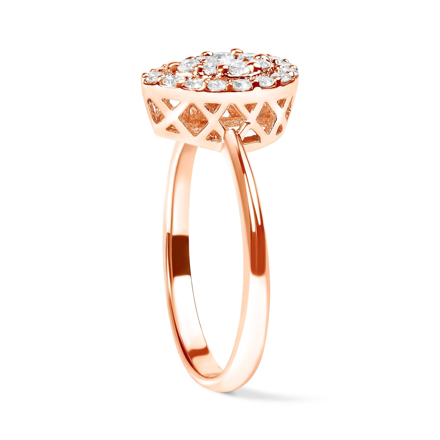 10K Rose Gold 3/8 Cttw Composite Diamond Pear Shaped Halo Promise Ring (I-J Color, I2-I3 Clarity) - Size 6 Bids.com