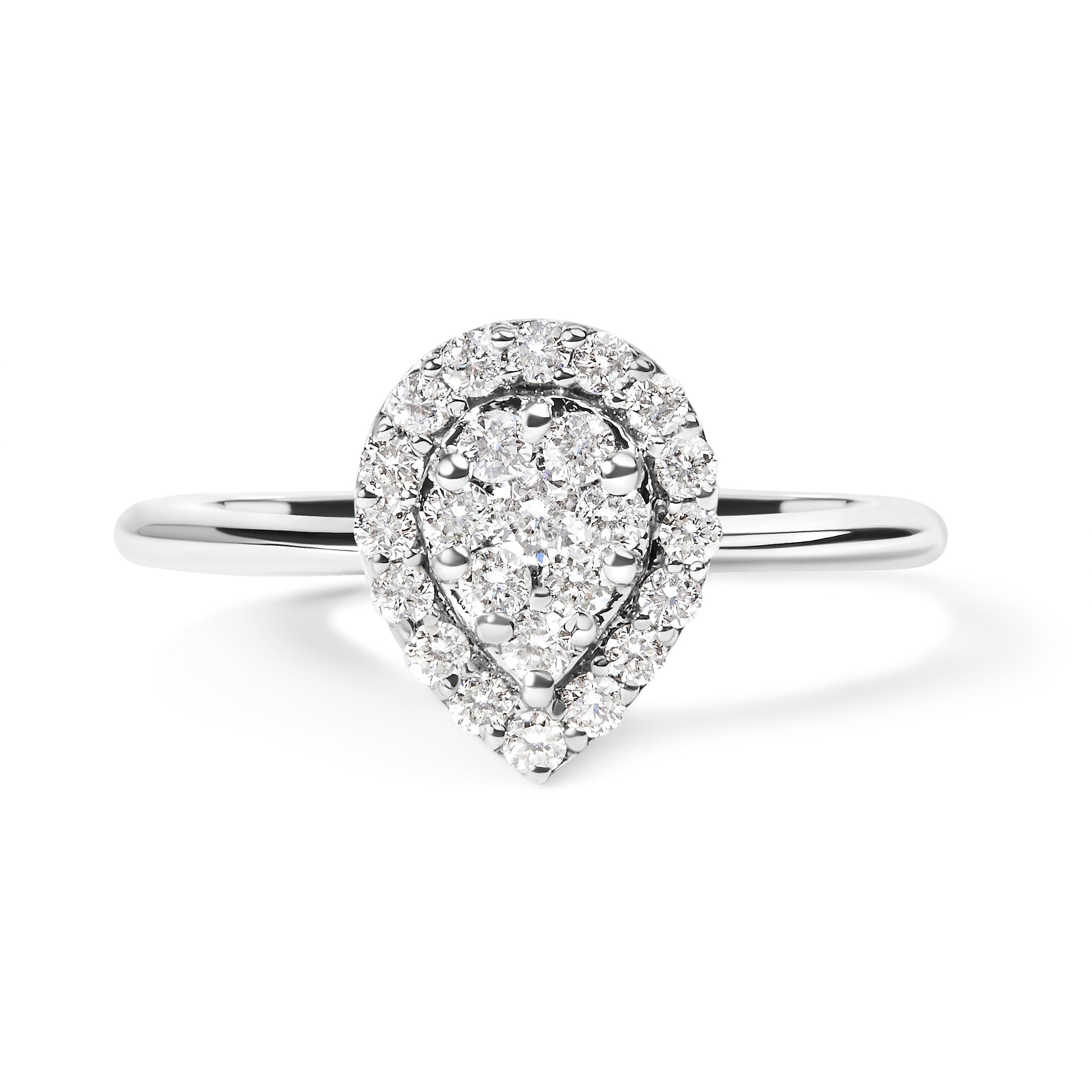 10K White Gold 3/8 Cttw Round-Cut Lab Grown Diamond Cluster Pear Promise Ring (G-H Color, VS2-SI1 Clarity) - Size 7 Bids.com