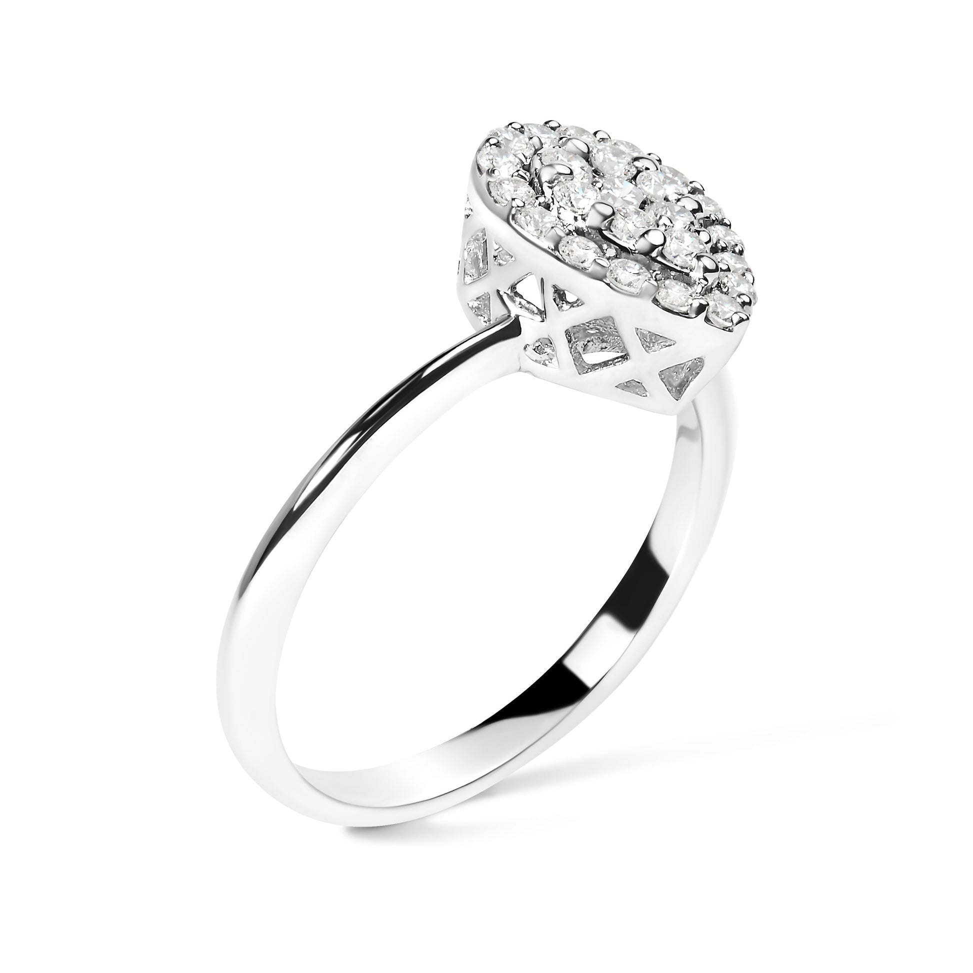 10K White Gold 3/8 Cttw Round-Cut Lab Grown Diamond Cluster Pear Promise Ring (G-H Color, VS2-SI1 Clarity) - Size 7 Bids.com