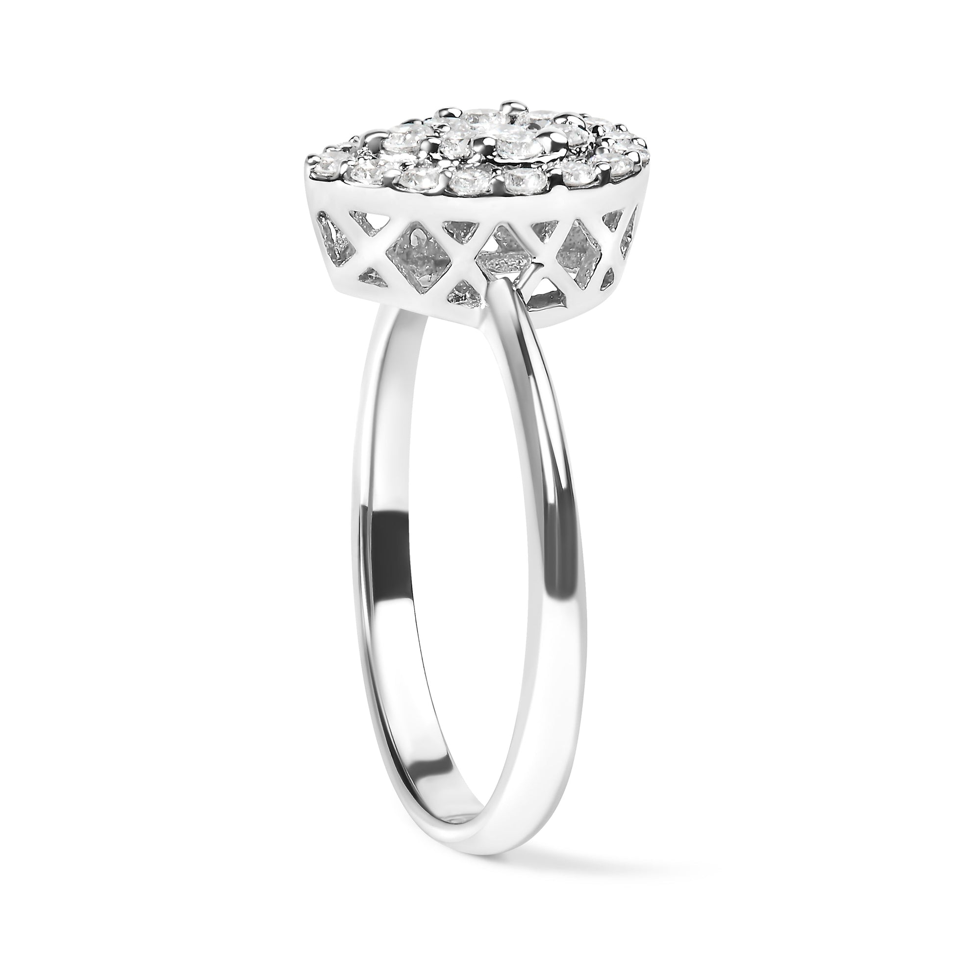 10K White Gold 3/8 Cttw Round-Cut Lab Grown Diamond Cluster Pear Promise Ring (G-H Color, VS2-SI1 Clarity) - Size 7 Bids.com