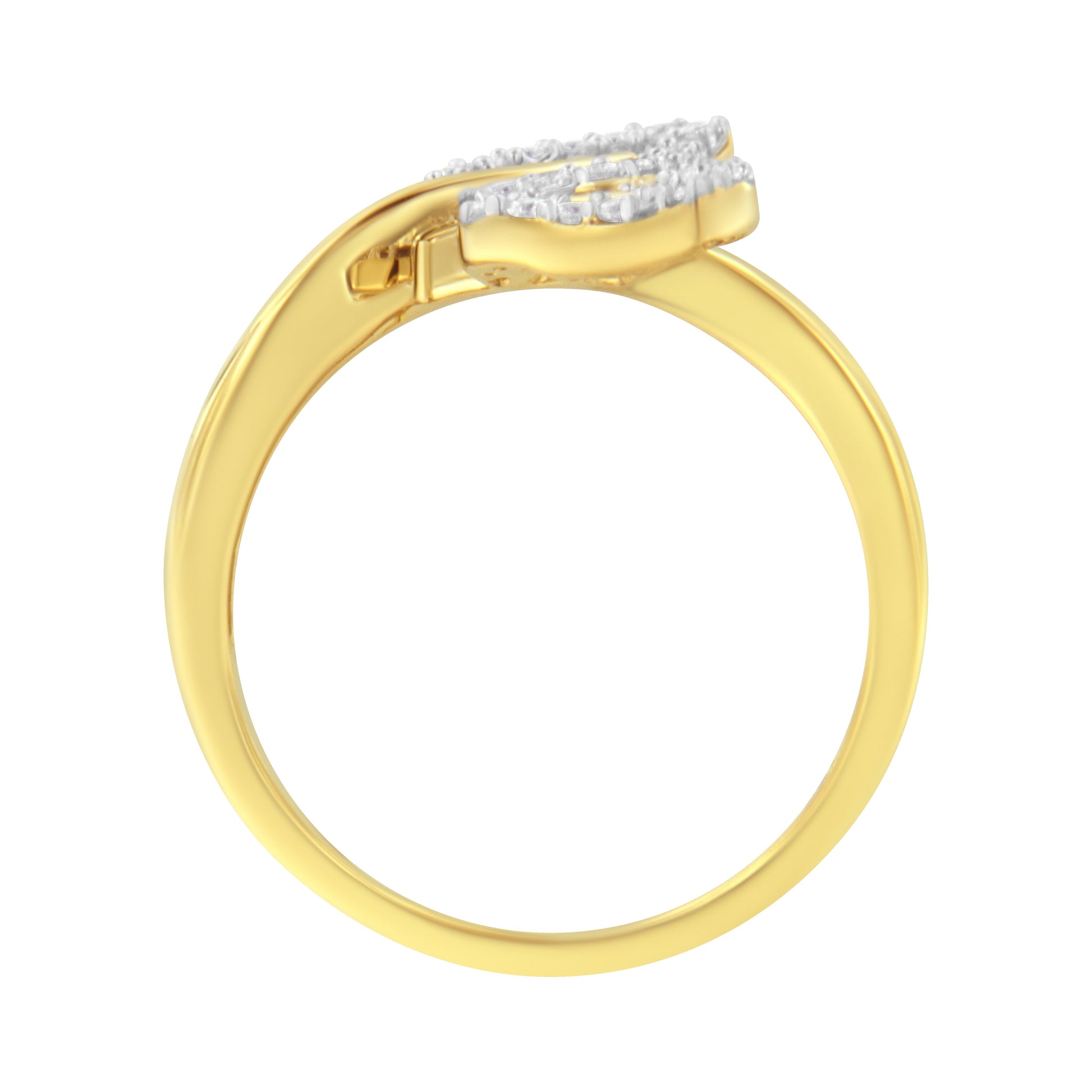 10K Yellow Gold 3/8 Cttw Round and Baguette-Cut Diamond Leaf Cocktail Ring - Size 7 (I-J Color, I1-I2 Clarity) Bids.com