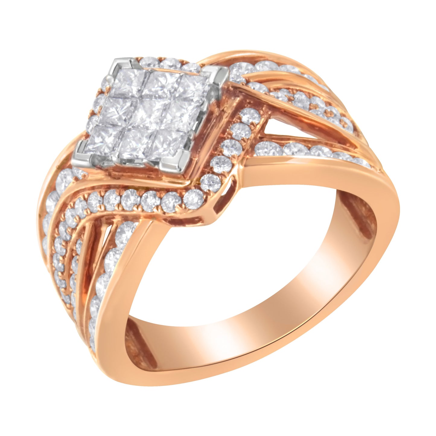 Two-Tone 10KT Gold Diamond Bypass Cocktail Ring (1 1/2 cttw, H-I Color, I1-I2 Clarity) Bids.com