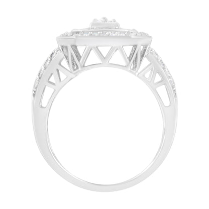 .925 Sterling Silver Round and Baguette Diamond Cathedral Ring (0.75 Cttw, H-I Color, I2-I3 Clarity) - Size 7 Bids.com