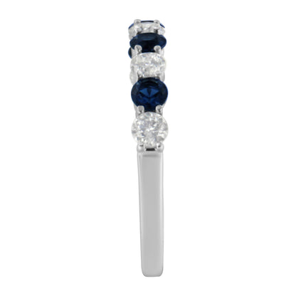10KT White Gold 1/2 cttw Diamond and 3MM Created Blue Sapphire Gemstone Band Ring (H-I, I1-I2) - Size 7 Bids.com