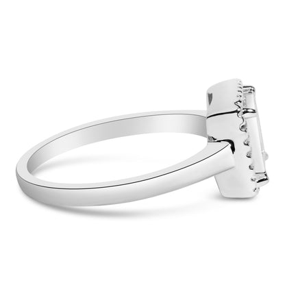 .925 Sterling Silver 1/5 Cttw Invisible Set Princess Cut Diamond Promise Ring with Beaded Halo (H-I Color, I1-I2 Clarity) - Ring Size 7 Bids.com