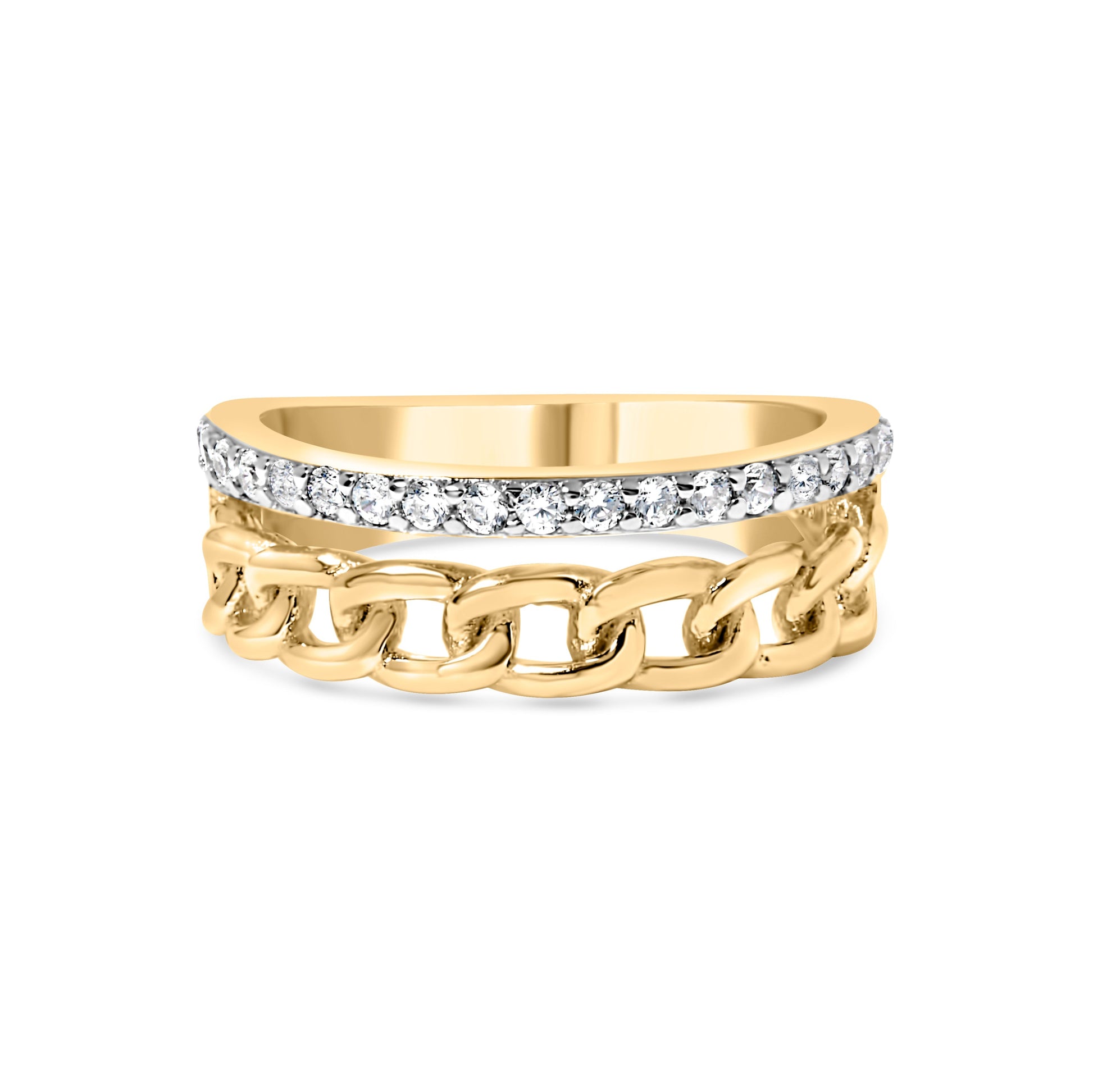 10K Yellow Gold 1/5 Cttw Diamond Cuban Link Ring Band (I-J Color, I2-I3 Clarity) - Size 7 Bids.com