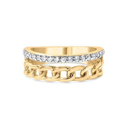 10K Yellow Gold 1/5 Cttw Diamond Cuban Link Ring Band (I-J Color, I2-I3 Clarity) - Size 7 Bids.com