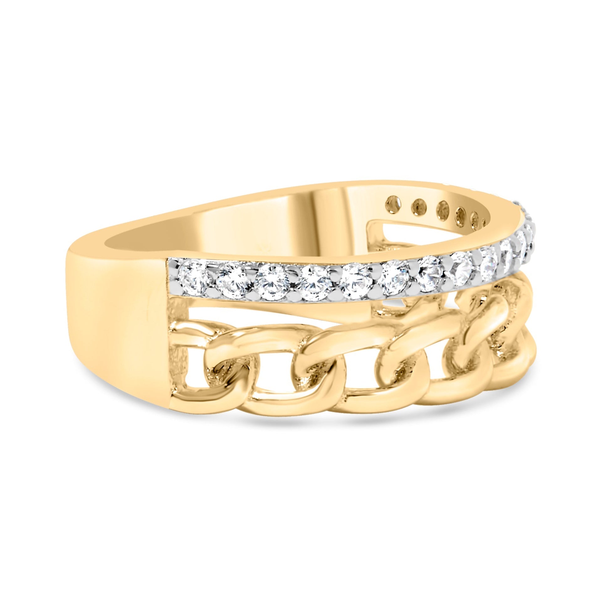 10K Yellow Gold 1/5 Cttw Diamond Cuban Link Ring Band (I-J Color, I2-I3 Clarity) - Size 7 Bids.com