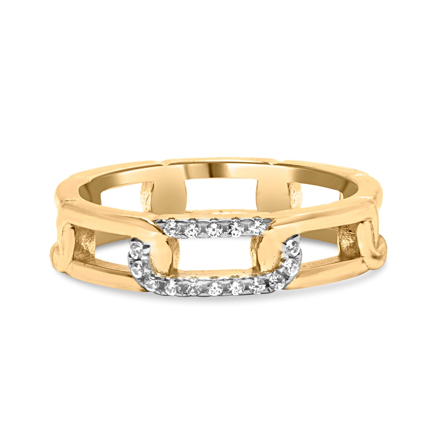 10K Yellow Gold Diamond Accent Paperclip Band Ring (I-J Color, I2-I3 Clarity) - Size 7 Bids.com