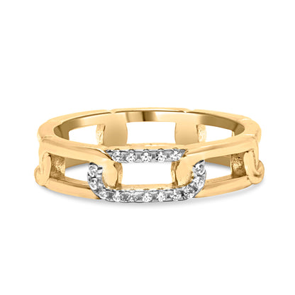 10K Yellow Gold Diamond Accent Paperclip Band Ring (I-J Color, I2-I3 Clarity) - Size 7 Bids.com