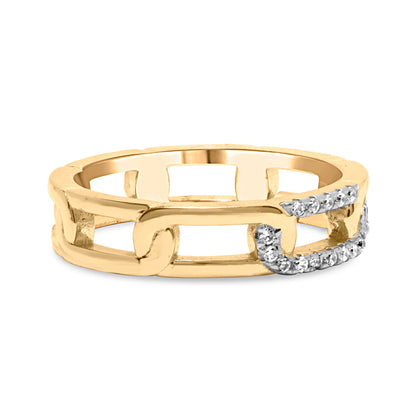 10K Yellow Gold Diamond Accent Paperclip Band Ring (I-J Color, I2-I3 Clarity) - Size 7 Bids.com