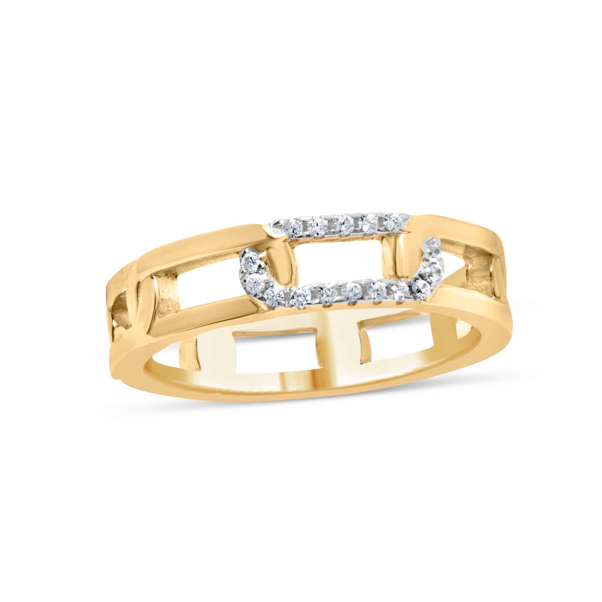 10K Yellow Gold Diamond Accent Paperclip Band Ring (I-J Color, I2-I3 Clarity) - Size 7 Bids.com