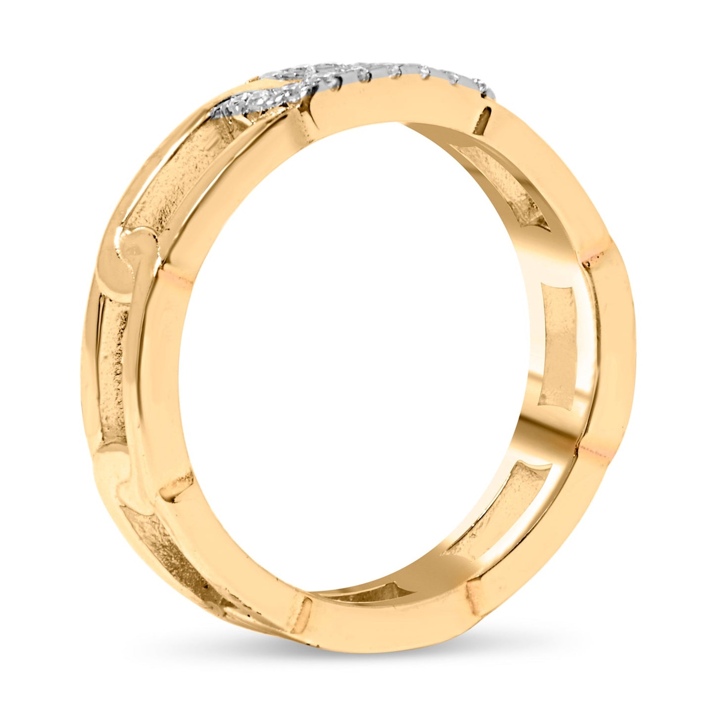 10K Yellow Gold Diamond Accent Paperclip Band Ring (I-J Color, I2-I3 Clarity) - Size 7 Bids.com