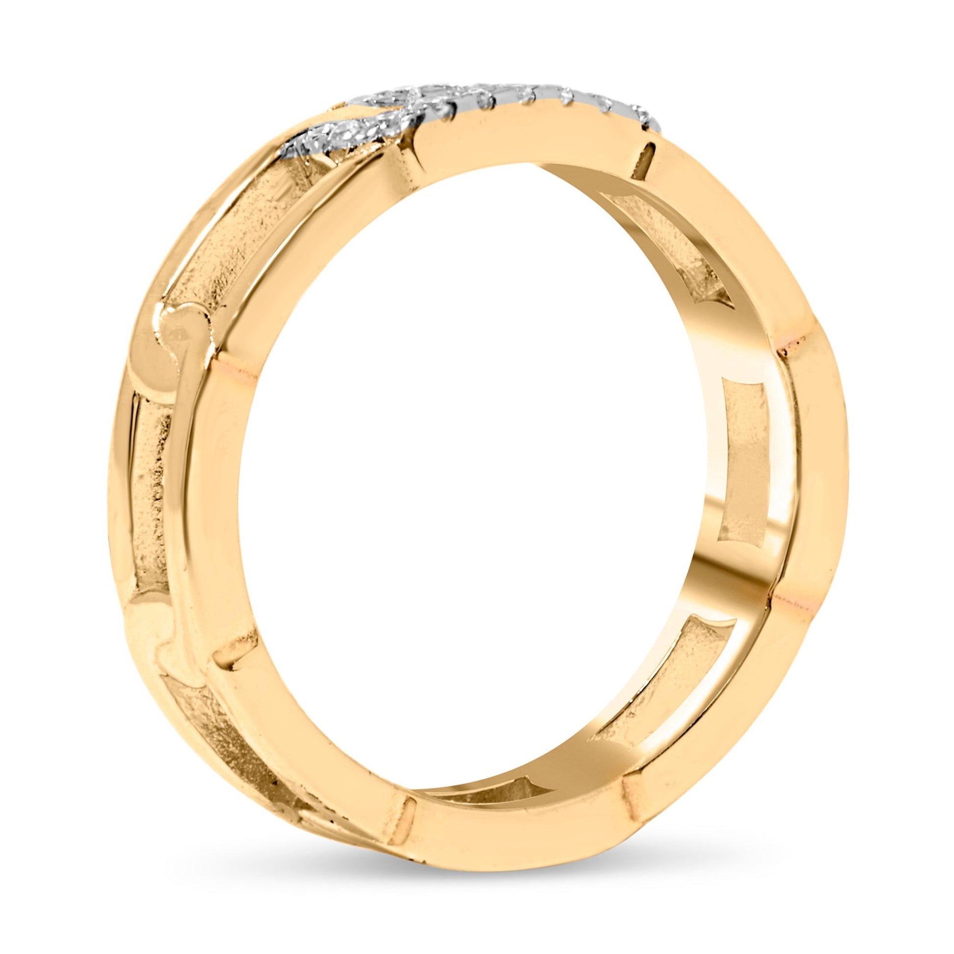 10K Yellow Gold Diamond Accent Paperclip Band Ring (I-J Color, I2-I3 Clarity) - Size 7 Bids.com