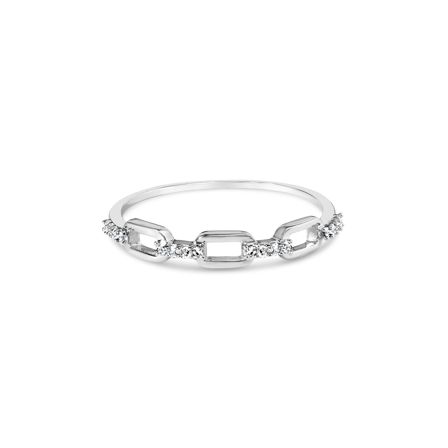 .925 Sterling Silver Diamond Accent Paperclip Band Ring (I-J Color, I2-I3 Clarity) - Ring Size 6 Bids.com