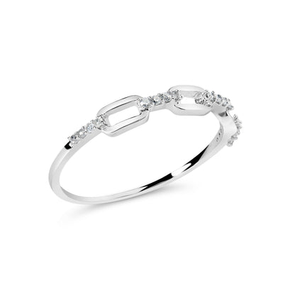.925 Sterling Silver Diamond Accent Paperclip Band Ring (I-J Color, I2-I3 Clarity) - Ring Size 6 Bids.com