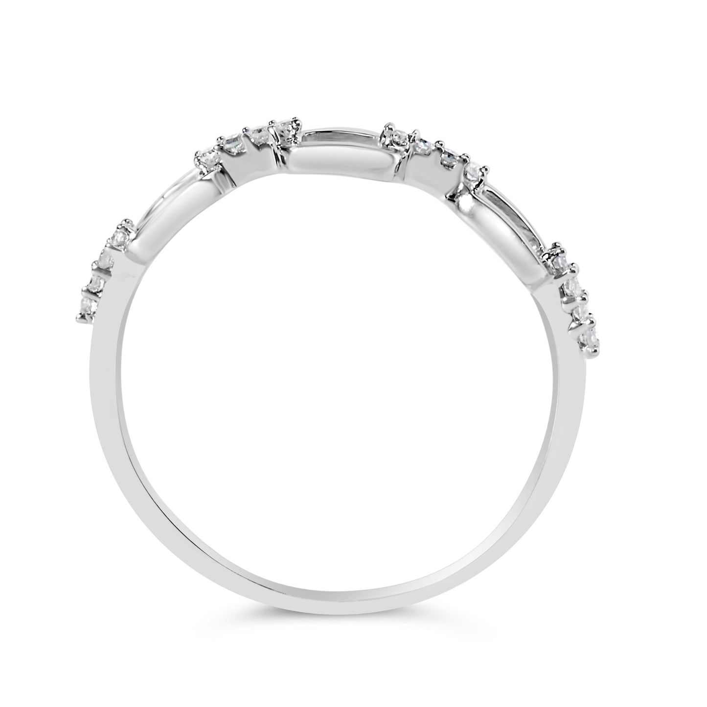 .925 Sterling Silver Diamond Accent Paperclip Band Ring (I-J Color, I2-I3 Clarity) - Ring Size 6 Bids.com