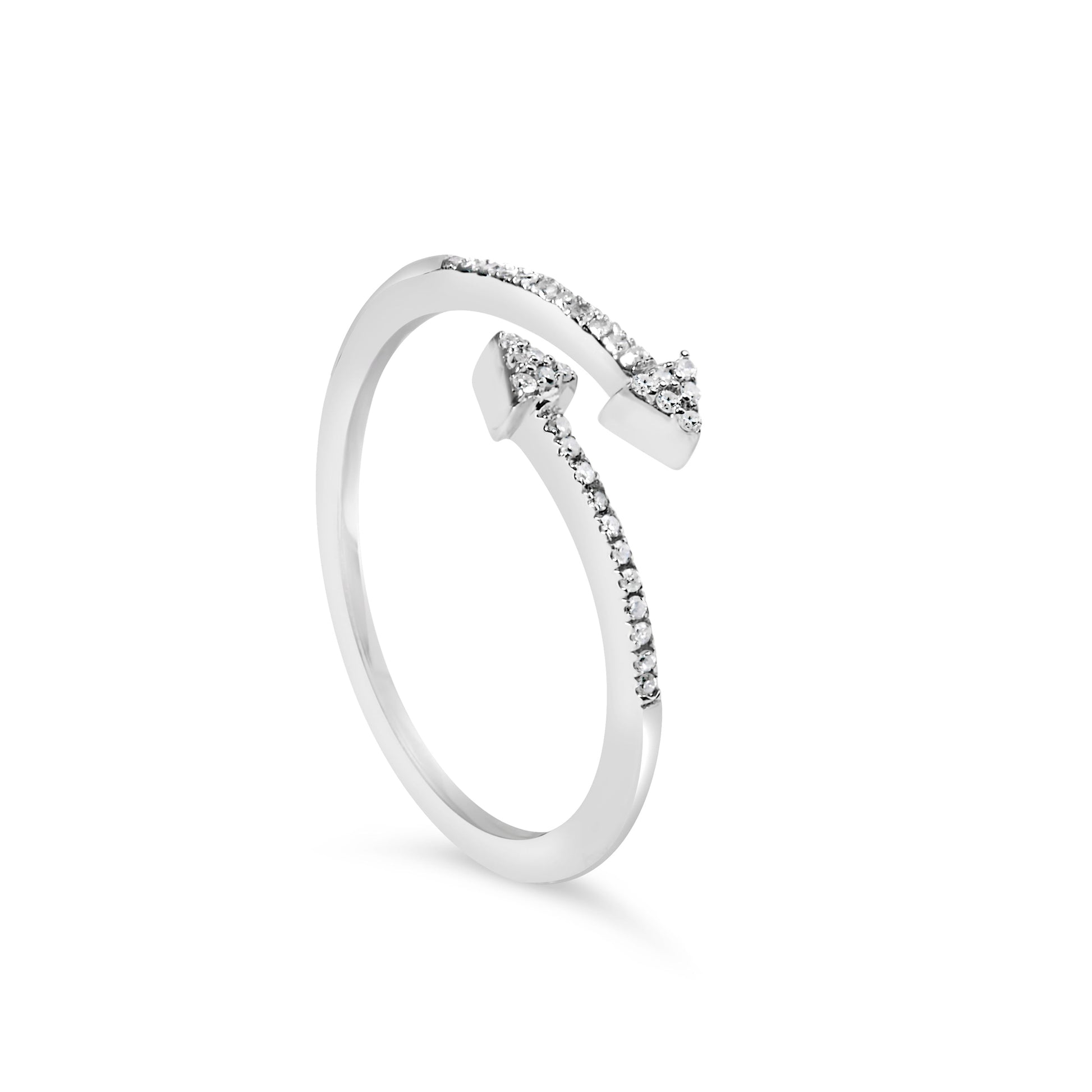 .925 Sterling Silver 1/5 Cttw Diamond Double Arrowhead Open Ring (I-J Color, I2-I3 Clarity) - Ring Size 6 Bids.com