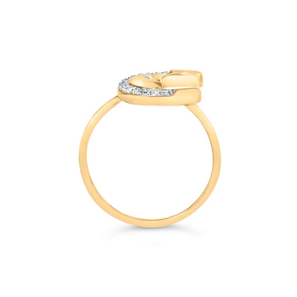 10K Yellow Gold 1/10 Cttw Diamond Crescent Moon Ring (I-J Color, I1-I2 Clarity) - Ring Size 6 Bids.com