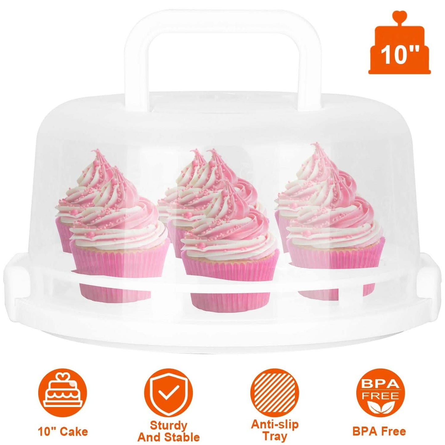 10" Cake Storage Container with Handle Plastic Cake Box DailySale