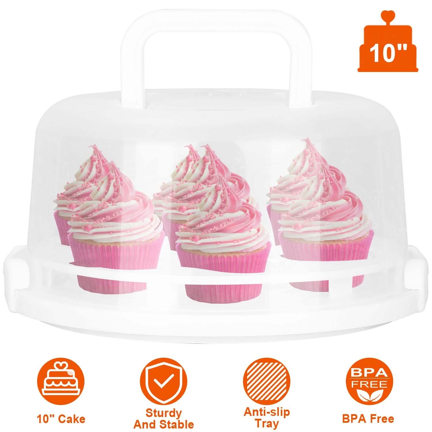 10" Cake Storage Container with Handle Plastic Cake Box DailySale