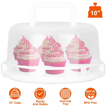 10" Cake Storage Container with Handle Plastic Cake Box DailySale