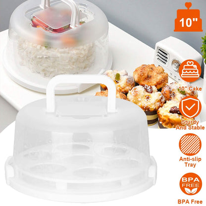 10" Cake Storage Container with Handle Plastic Cake Box DailySale