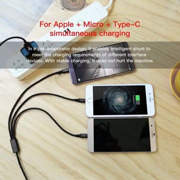 10 Foot High Speed 3-in-1 Lightning Micro & USB-C Charging Cable DailySale