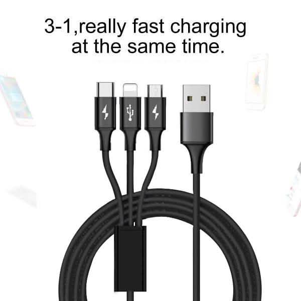 10 Foot High Speed 3-in-1 Lightning Micro & USB-C Charging Cable DailySale